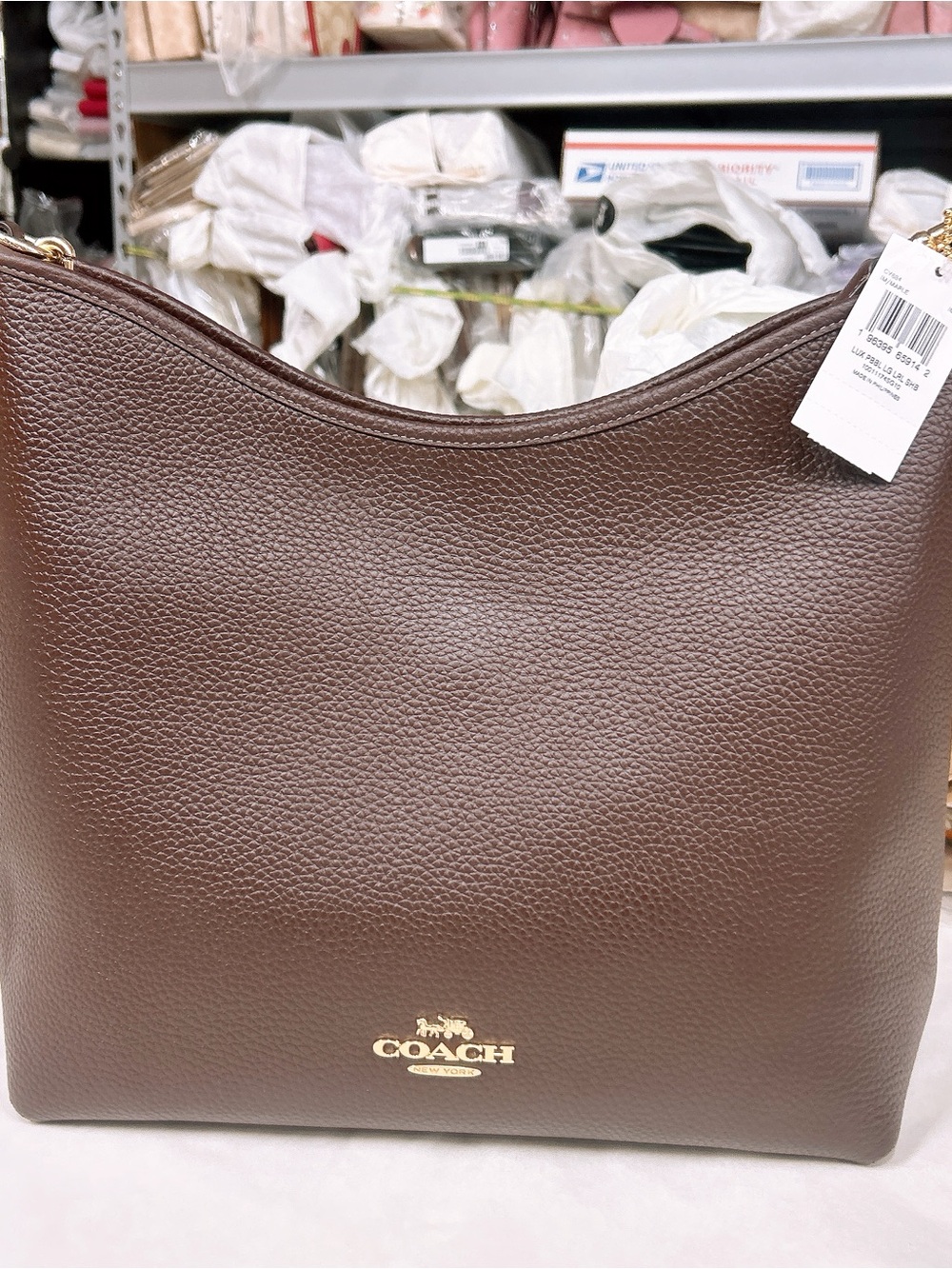 Coach Pebble Leather Laurel large Shoulder Hobo with Gold hardware/maple color - Picture 3 of 13